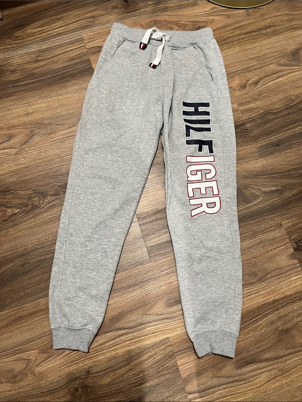 Tommy Hilfiger Gray Sweatpants with Navy and Red Logo